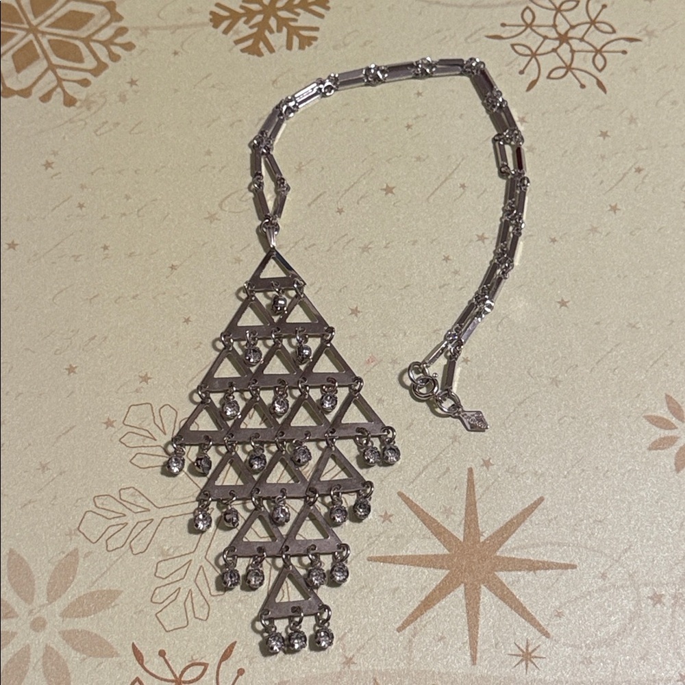 Vintage Sarah Coventry silver tone clear crystal abstract pendant necklace EUC - Picture 4 of 9